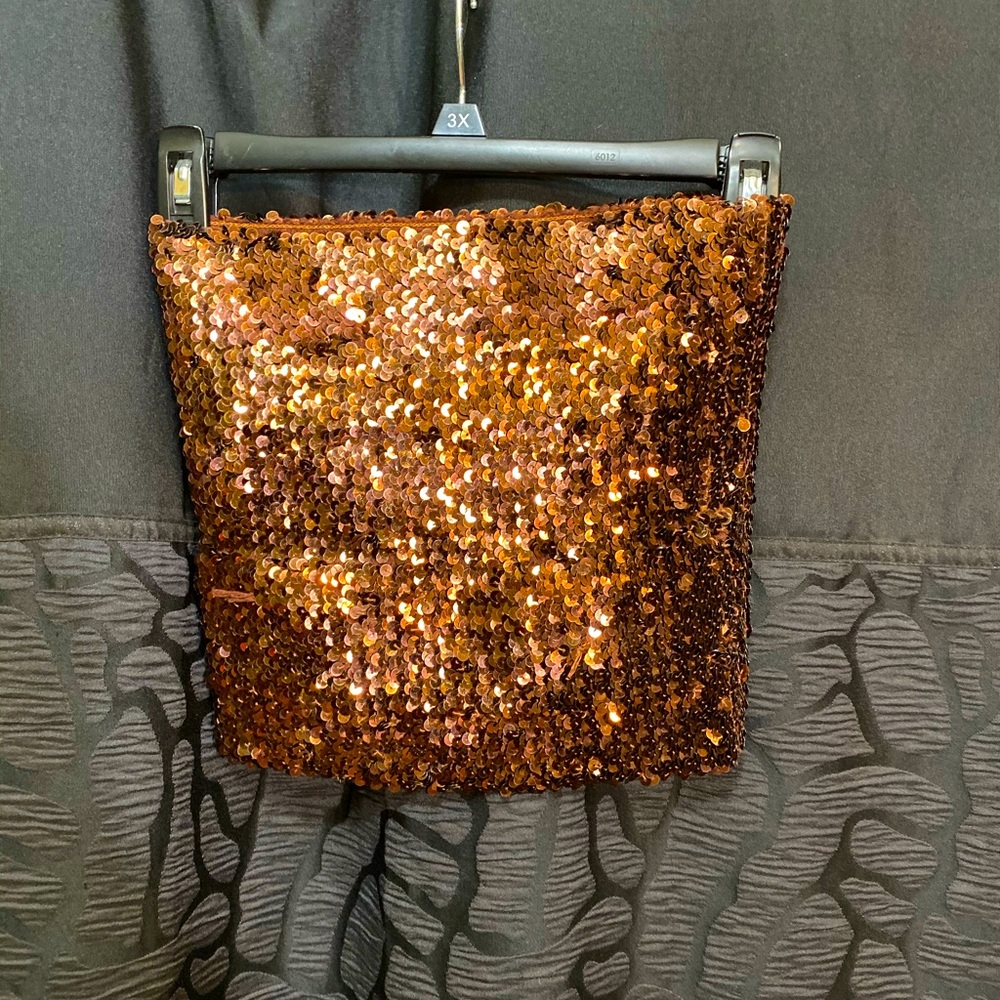 Sequin tube top  copper color O/S